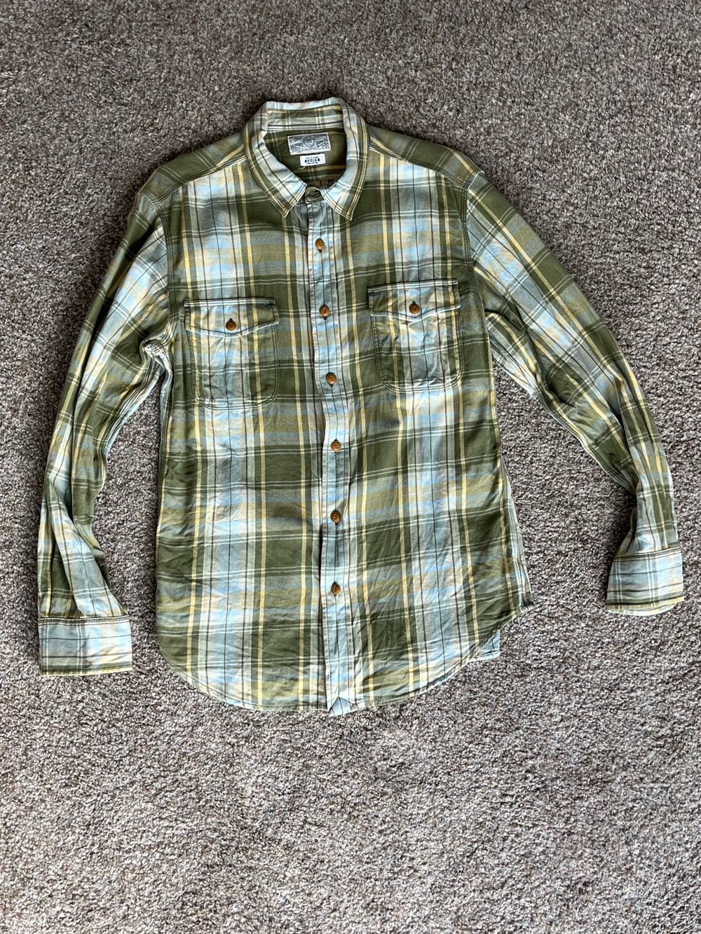 Men's Green Plaid Button-Up Shirt